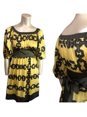 ⛓️BeBe 90's Geometric Stretchy Silk Dress 👗